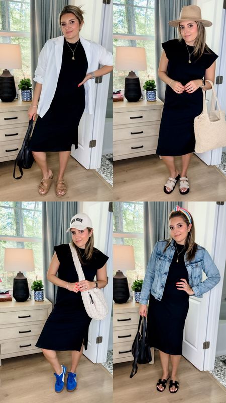 Four ways to wear a $20 Target midi dress! @target @targetstyle mom outfits for summer! Summer mom outfit. I’m in a size small in the dress. Size down if in between! 

#LTKfindsunder50 #LTKfindsunder100 #LTKstyletip