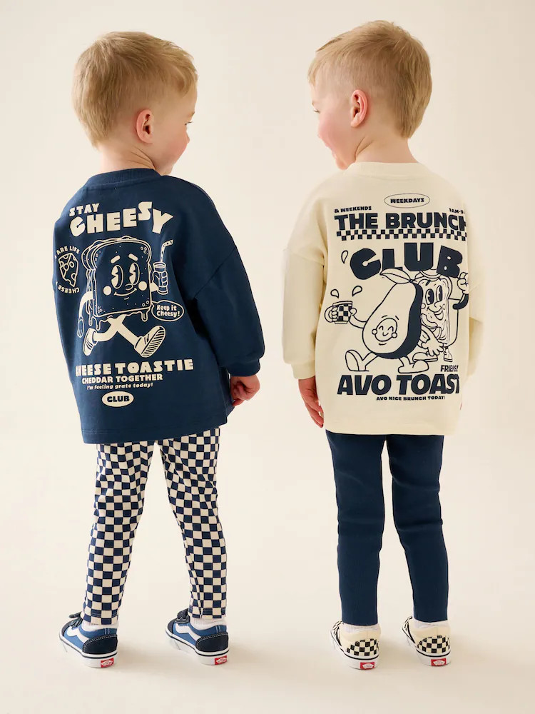 Navy/White Brunch Club T-Shirt & Joggers Set 4 Peice (3mths-7yrs) | Next EU