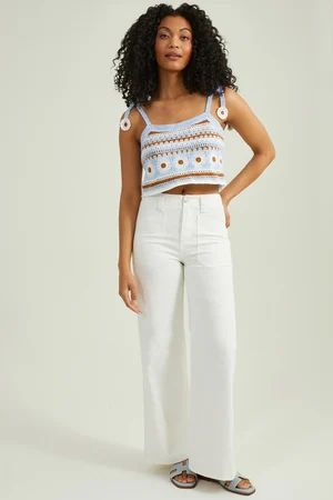 Juno Wide Straight Leg Pants in White | Altar'd State | Altar'd State
