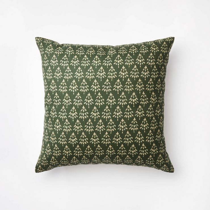 Block Print Christmas Tree Square Throw Pillow - Threshold™ designed with Studio McGee | Target