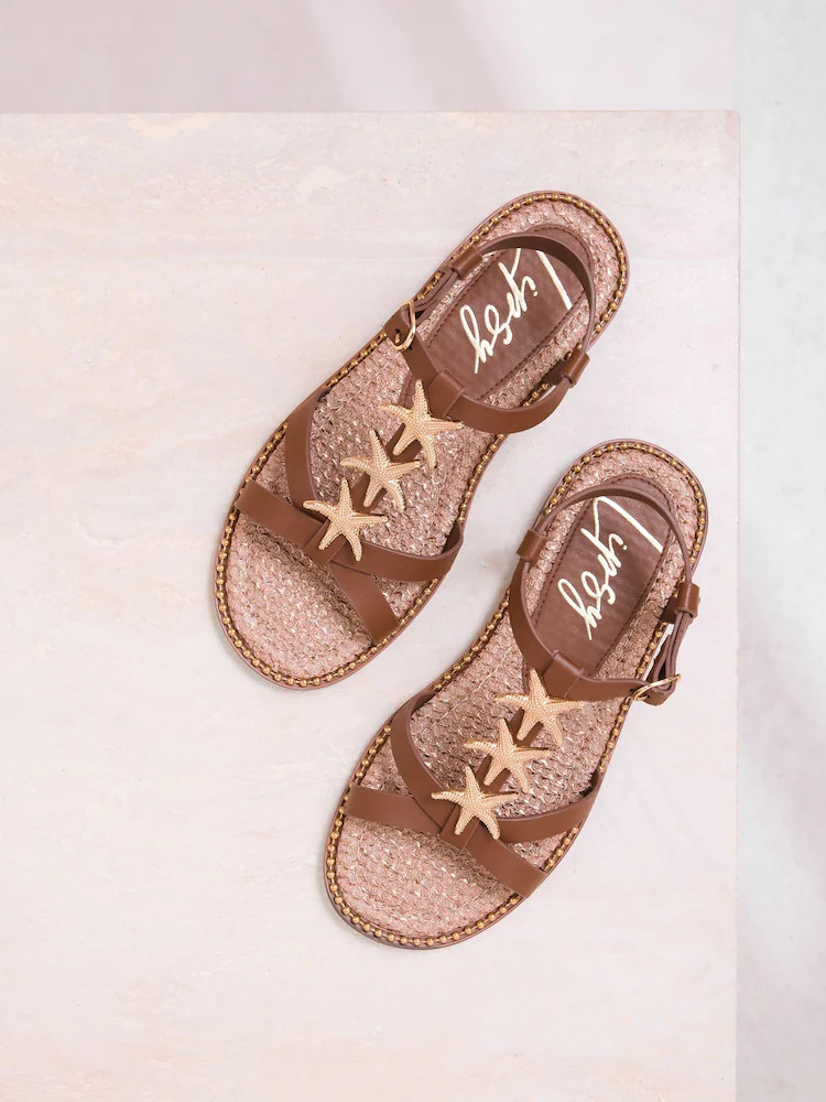 Tan Starfish Charm - Lipsy T Bar Flat Sandals | Next EU