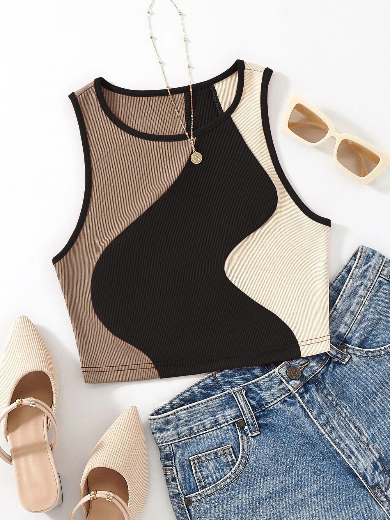 SHEIN EZwear Color Block Tank Top | SHEIN