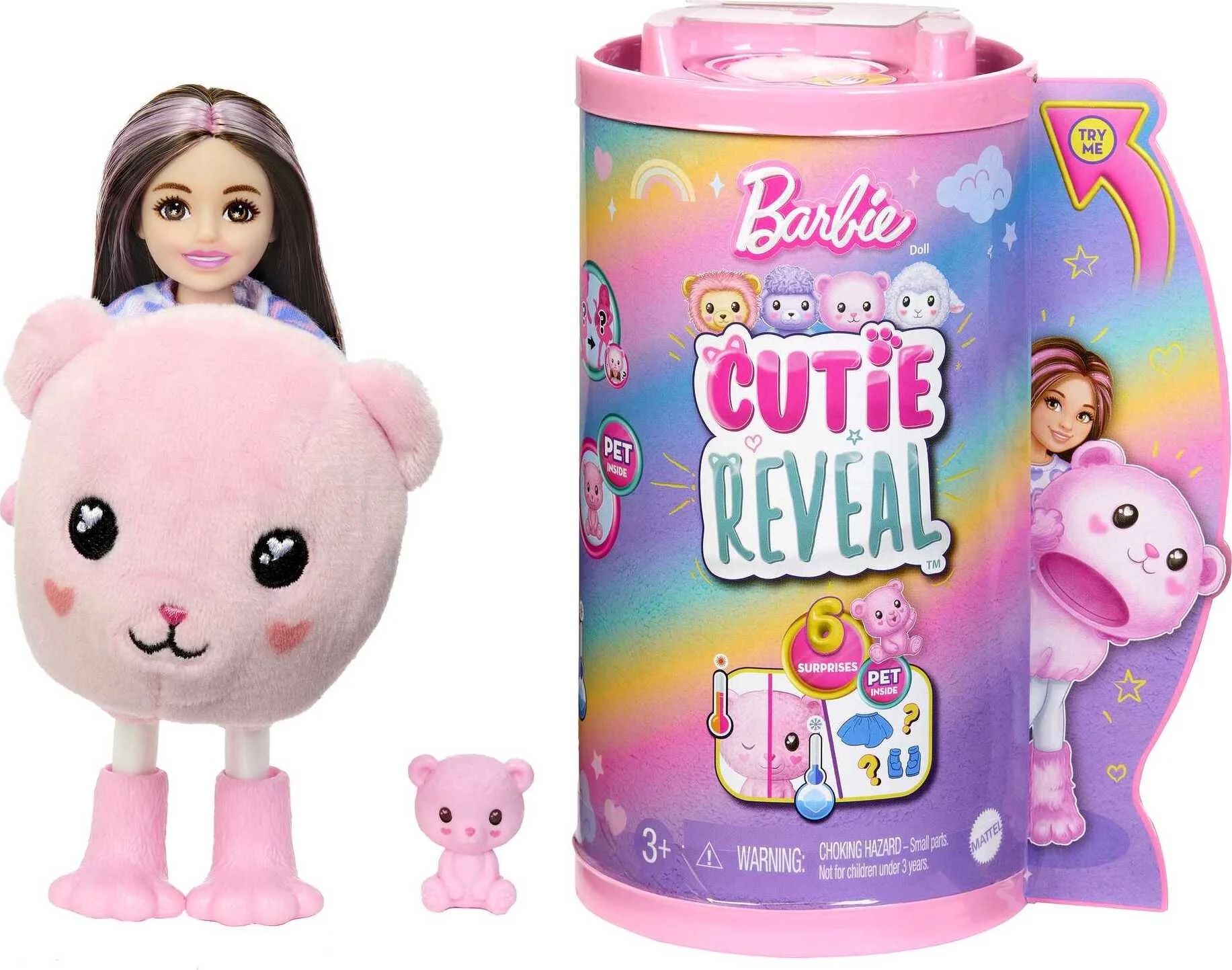 Barbie Cutie Reveal Cozy Cute Tees Series Chelsea Doll & Accessories, Plush Teddy Bear, Brunette ... | Walmart (US)