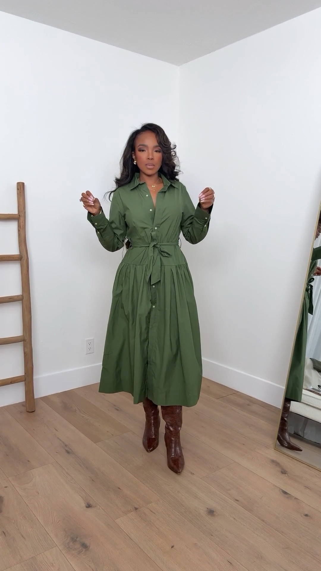 This green dress is giving effortless elegance for less — the kind of Walmart Black Friday find you don’t sleep on. The fit, the structure, the color… it looks so elevated styled with tall boots for a polished fall moment. Perfect for dinners, events, or a chic work look.

Perfect for holiday events, family photos, and elevated everyday outfits.

📏 Sizing: Dress size small, boots 7.5. Measurements: 5'4", 138 lbs, 34D, 27" waist, 40" hips.

Save this post for inspo while shopping Walmart Black Friday deals.  
Fall clothing, affordable finds, elevated basics, classic fall outfits, chic Walmart fashion.

Follow me on Instagram and YouTube @kirasfashionfinds

#LTKCyberWeek #LTKSaleAlert