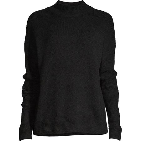 Time and Tru Women's Drop Shoulder Mock Neck Pullover | Walmart (US)