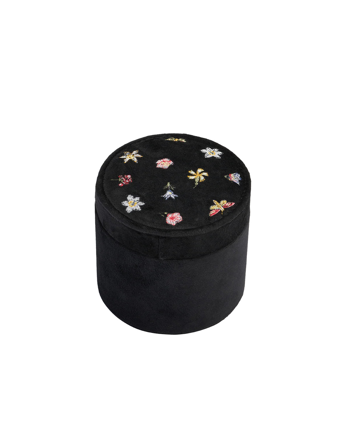 Floral Ditsy Embroidered Black Velvet Jewellery Box | Fable England