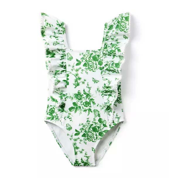 Recycled Floral Toile Ruffle Swimsuit | Janie and Jack