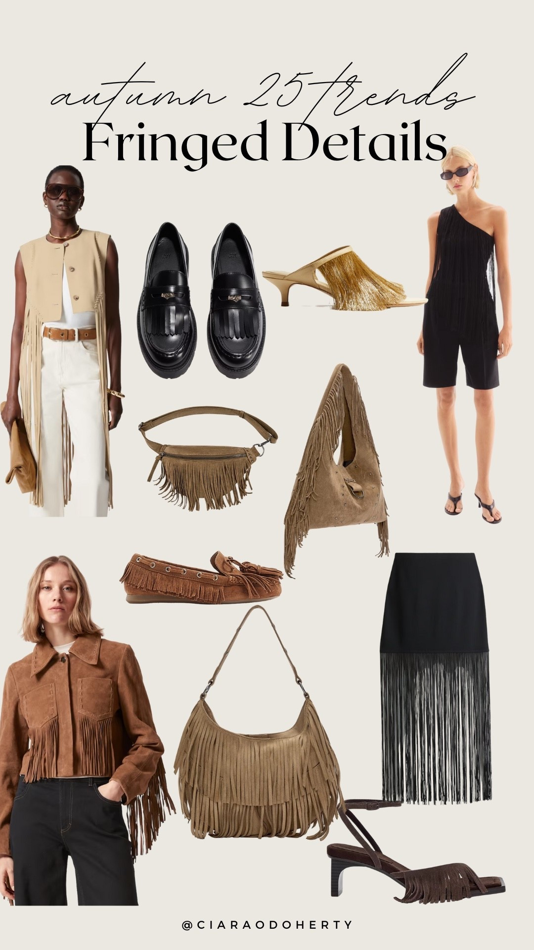 Autumn 25 Trends: fringe detail 
Fringe shoes, fringe bags, fringe waistcoat, fringe belts 


#LTKireland #LTKeurope #LTKautumn