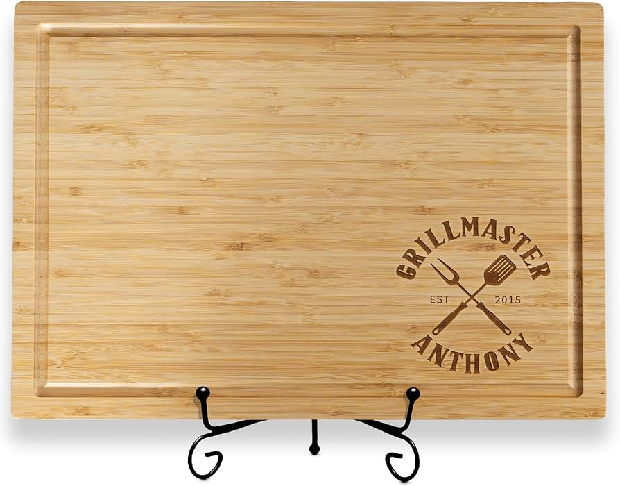 Personalized Dad Cutting Board - Grill Master, Corner Design - Custom Engraved Thick Wood Board w... | Amazon (US)