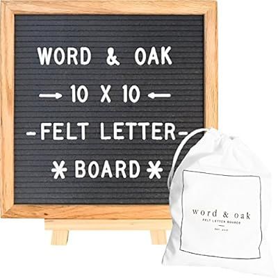 Word and Oak Grey Felt Letter Board with 304 Changeable White Plastic Letters 10 x 10 in. | Amazon (US)