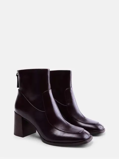 Free Assembly Women's Faux Leather Block Heel Booties
