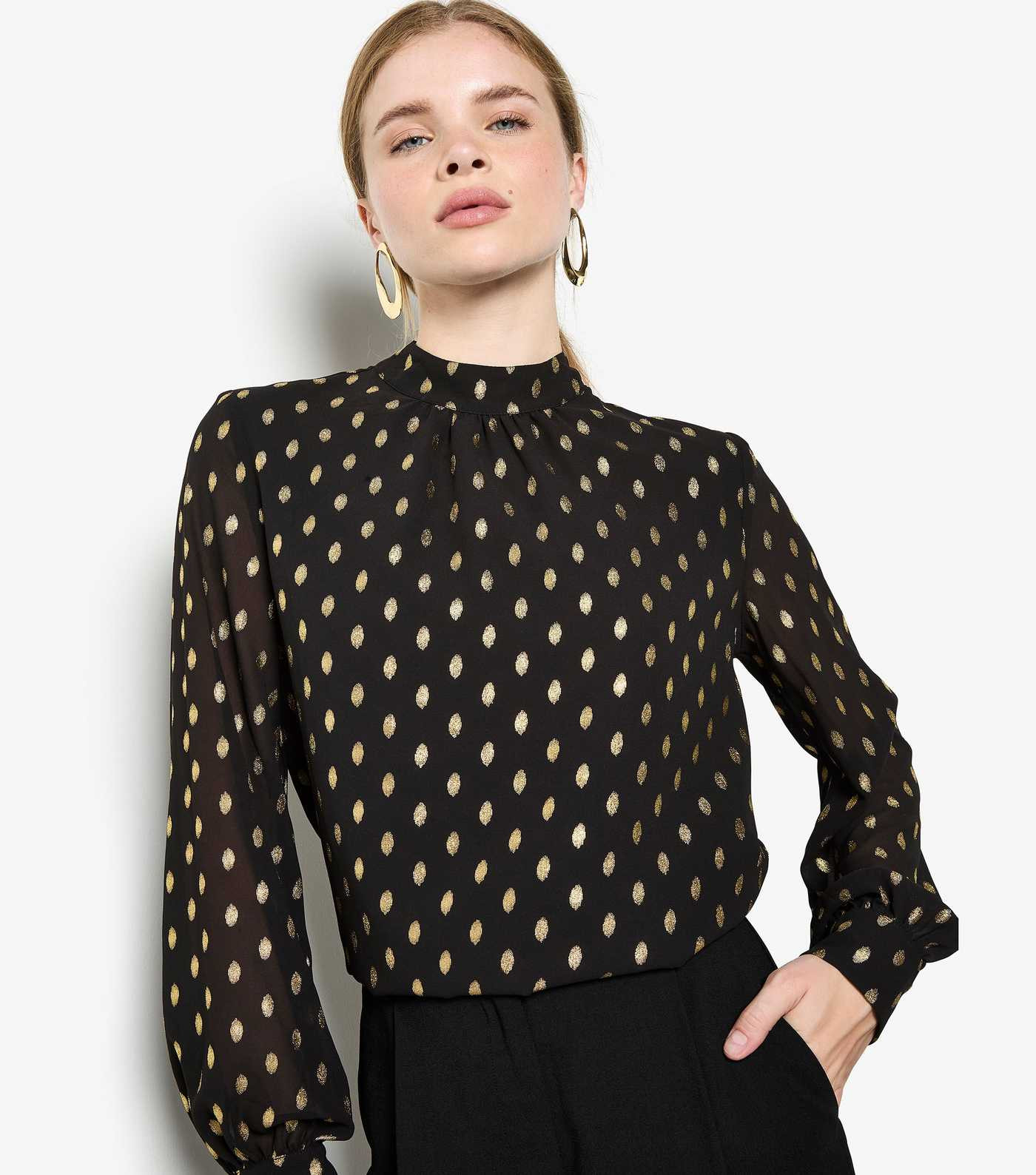 Apricot Black Foil Print High Neck Top | New Look | New Look (UK)