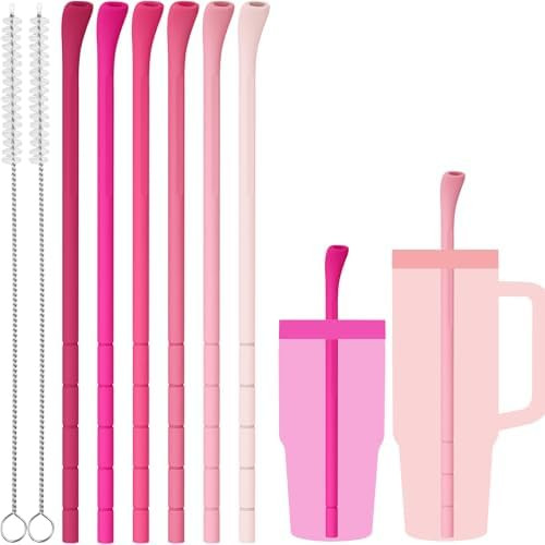 NiHome 6PCS Silicone Anti-Wrinkle Straws Fit for 40oz 30oz Stanley Tumblers w/Brushes, Customizab... | Amazon (US)
