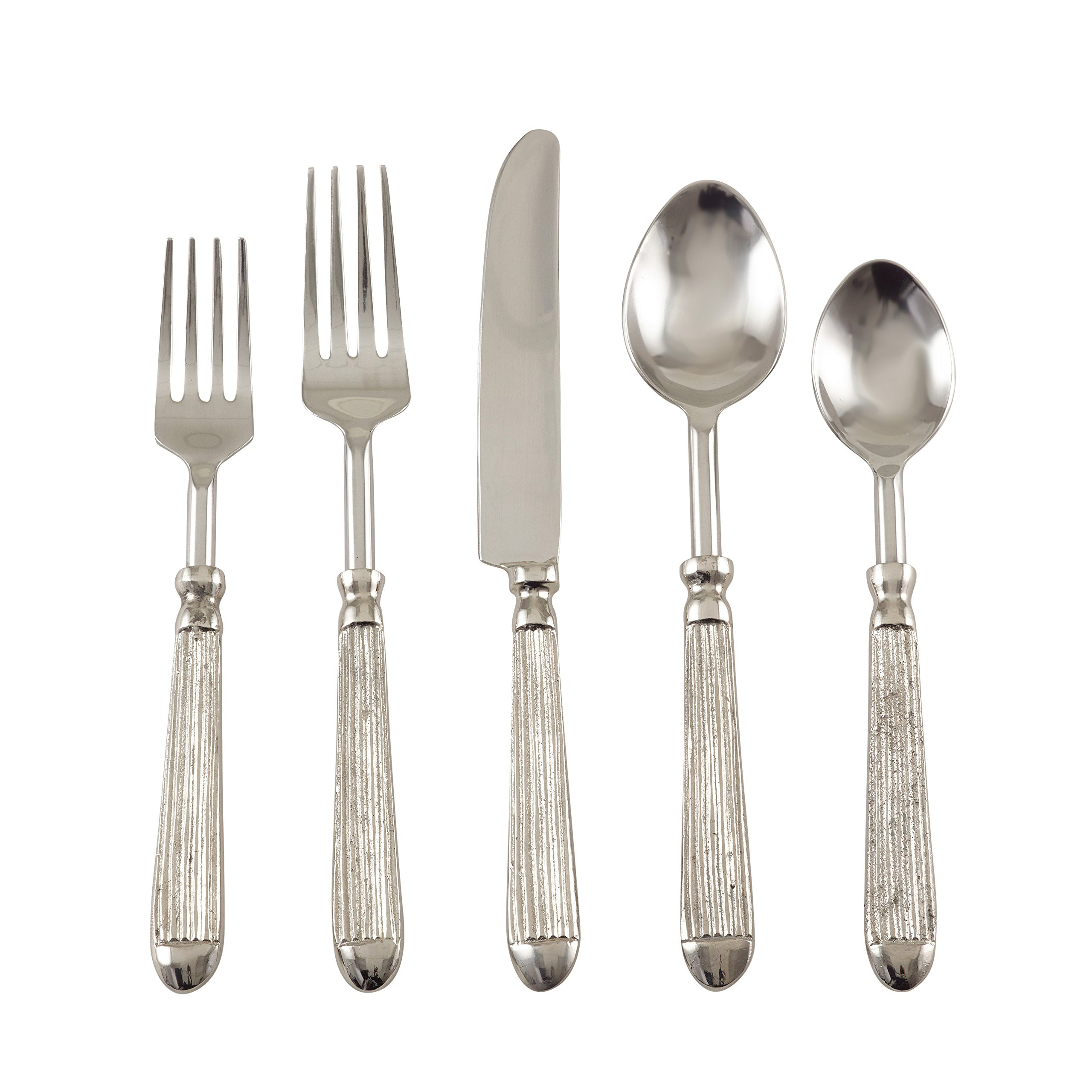 SARO LIFESTYLE SP155.S Ribbed Design Stainless Steel Flatware - Set of 5, Silver, 3.5" x 10.5" | Amazon (US)