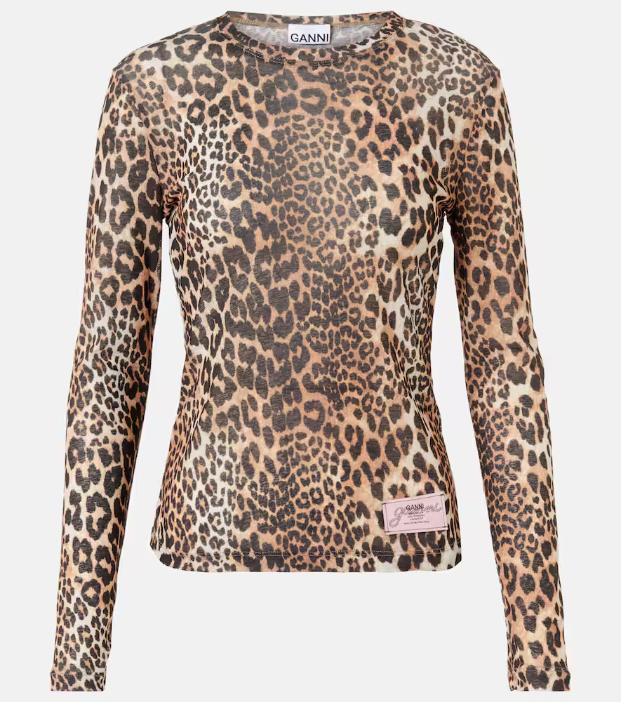 Ganni Leopard-print mesh top | Mytheresa (US/CA)