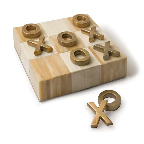 Tic Tac Toe Flat Board With Brass Pieces | Lumens