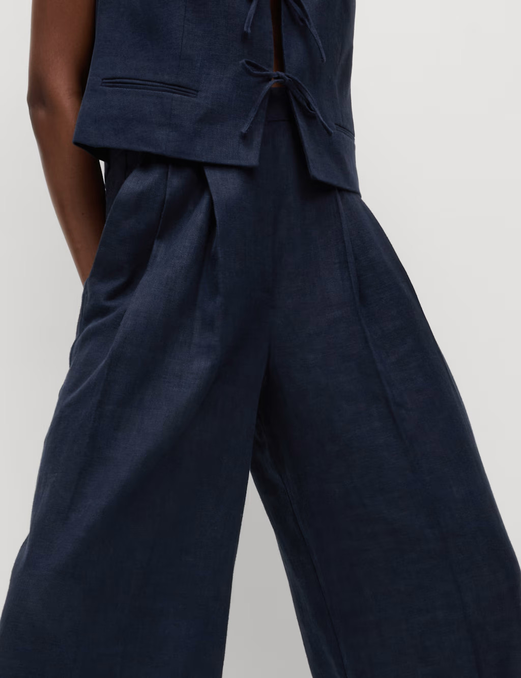 Linen Rich Twill Wide Leg Trousers | M&S Collection | M&S | Marks & Spencer (UK)