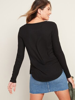 Plush Rib-Knit Long-Sleeve Tee for Women | Old Navy (US)