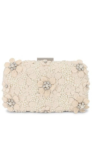 olga berg Beth Encrusted Pod Style Clutch in Ivory. | Revolve Clothing (Global)