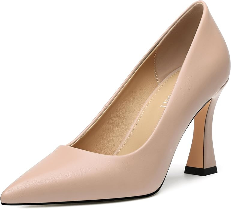 AMBELIGHT Women's Pointed Toe Stiletto Pumps 3.2 Inch High Heels Slip On Classic Comfort Dress Sh... | Amazon (US)