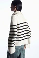 STRIPED WOOL ROLL-NECK JUMPER - WHITE / STRIPED - COS | COS UK