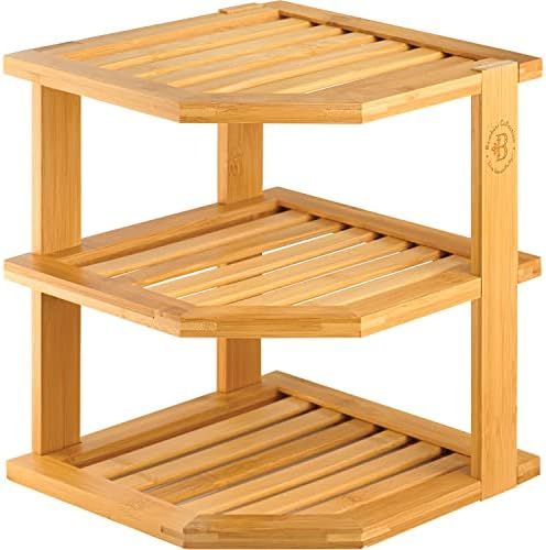 Amazon.com: Premium Bamboo Kitchen Corner Shelf - Countertop Organizer - Cabinet Corner Rack for ... | Amazon (US)
