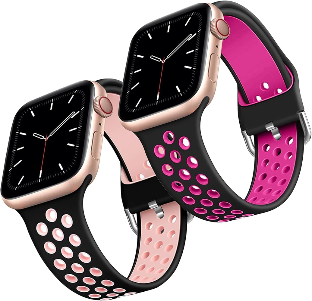 Compatible for Apple Watch Band 44mm 42mm 40mm 38mm Soft Silicone Sport Band Replacement Wrist St... | Amazon (US)