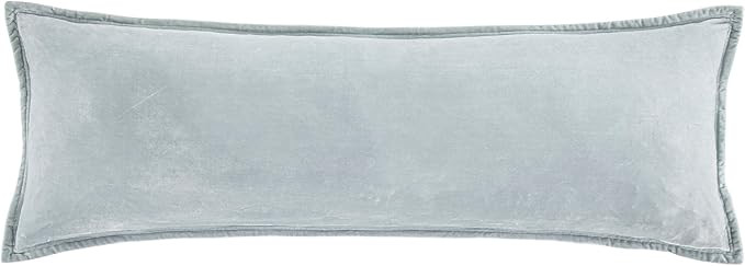 HiEnd Accents Stella Faux Silk Velvet Lumbar Pillow, 14x42 inch, Light Blue, Romantic Western Mod... | Amazon (US)