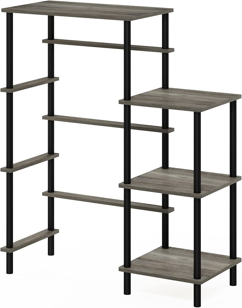 Furinno Turn-N-Tube Toolless Kitchen Storage Shelf Tall, French Oak Grey/Black, Fridge Space | Amazon (US)