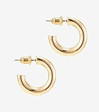PAVOI 14K Gold Plated 925 Sterling Silver Posts Chunky Hoop Earrings | Statement Huggie Hoops for... | Amazon (US)