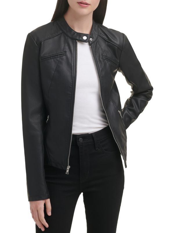 Band Collar Faux Leather Jacket | Saks Fifth Avenue OFF 5TH