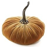 9.5 Inch Extra Large Velvet Pumpkin Gold, Handmade Home Decor, Fall Wedding Centerpiece, Rustic Hall | Amazon (US)