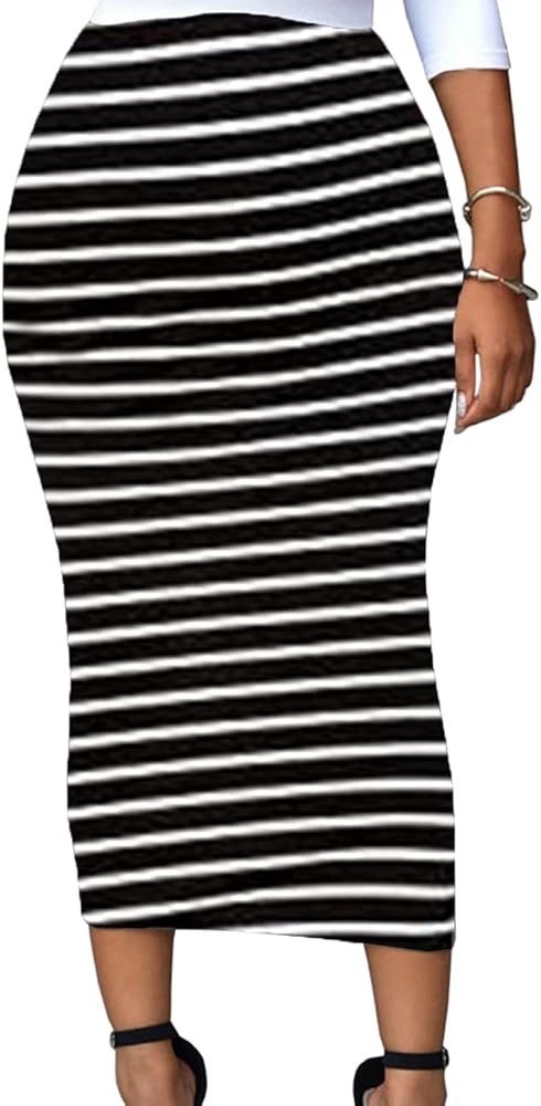 Lrady Women's High Waist Slim Bodycon Party Club Night Out Maxi Long Pencil Skirts | Amazon (US)