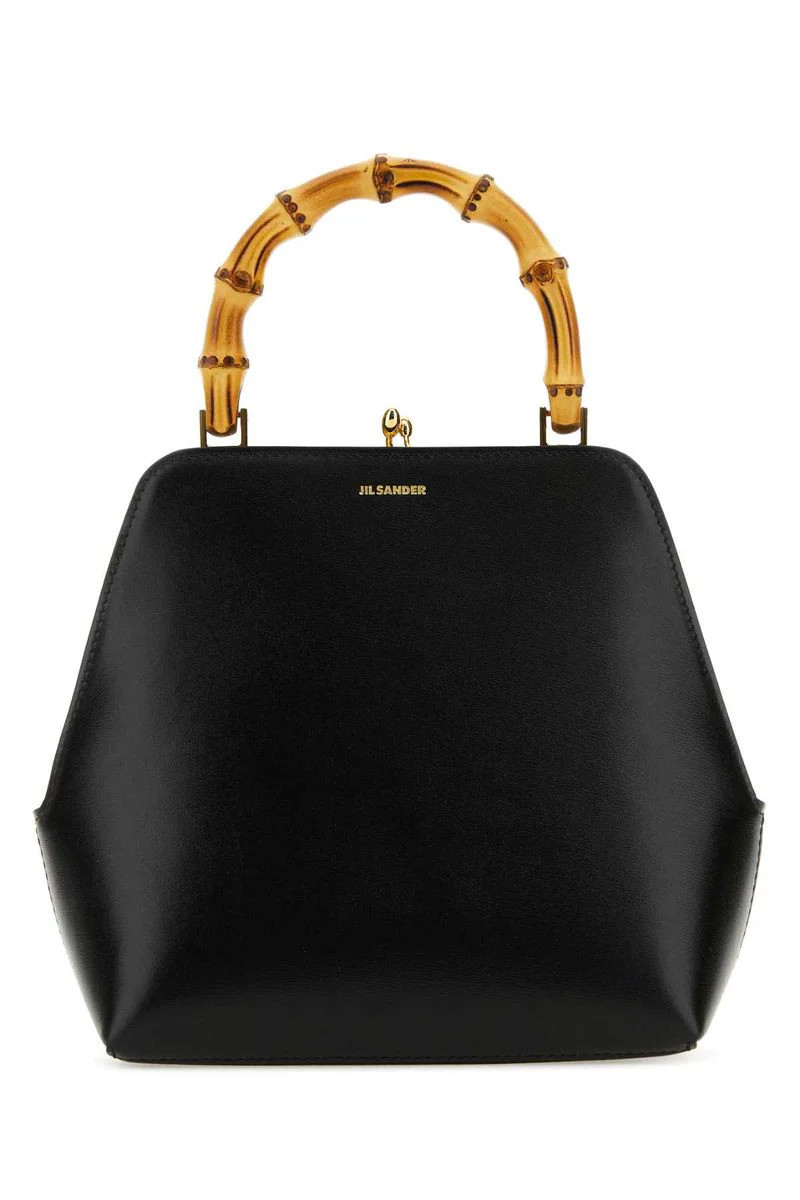 Jil Sander Black Leather Goji Top Handle Bag | Baltini