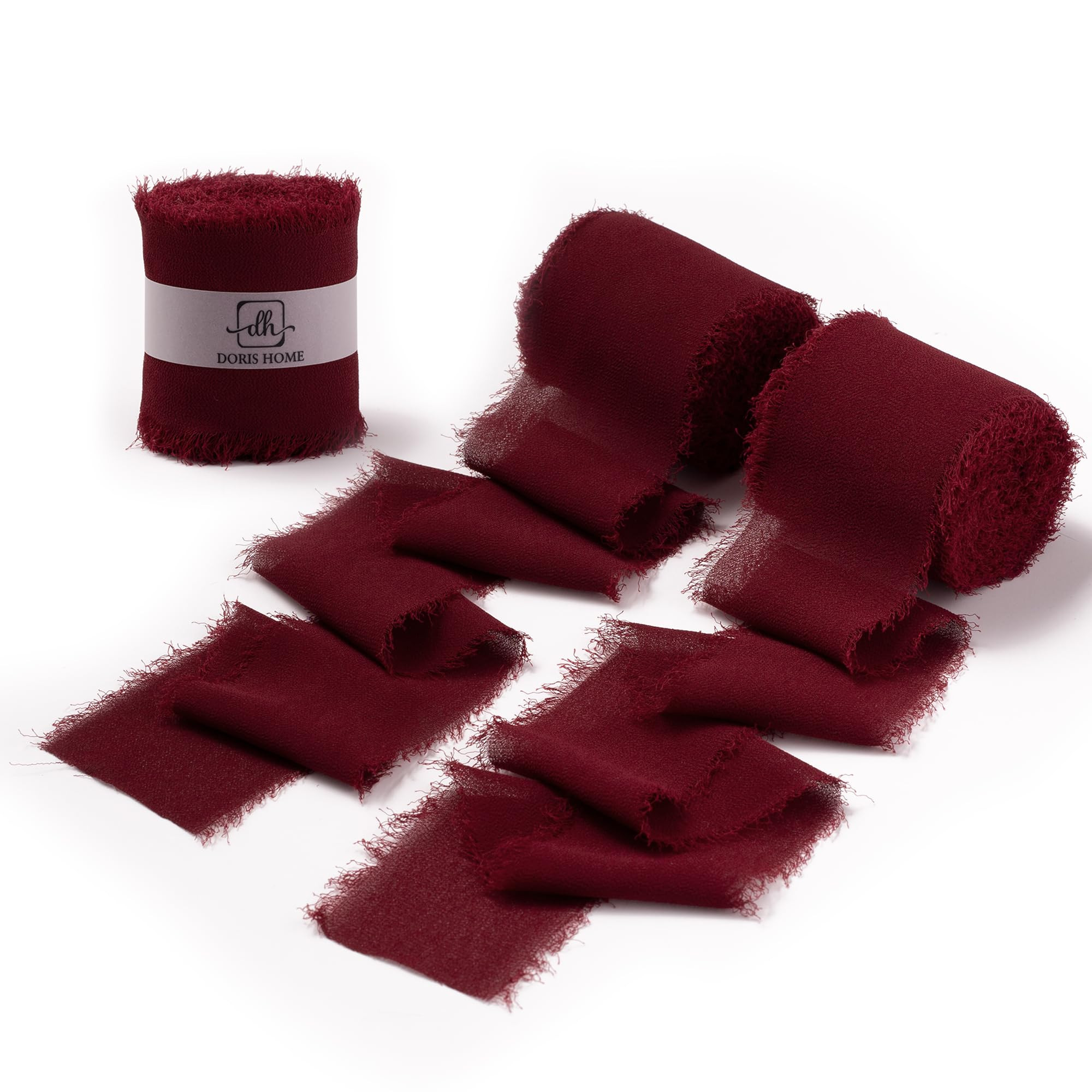 DORIS HOME Burgundy Chiffon Ribbon for Flower Bouquet, 2" x21Yd Fabric Ribbon for Gift Wrapping, ... | Amazon (US)