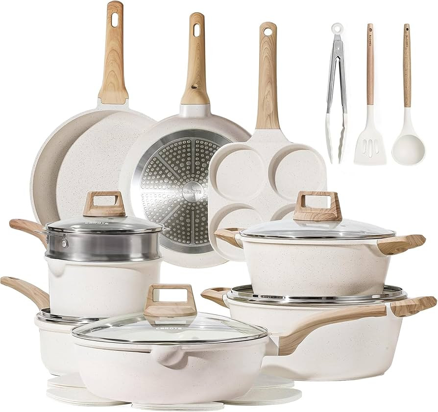 CAROTE Pots and Pans Set, Nonstick Cookware Sets, 21pcs Induction Cookware Kitchen Set Non Stick ... | Amazon (US)