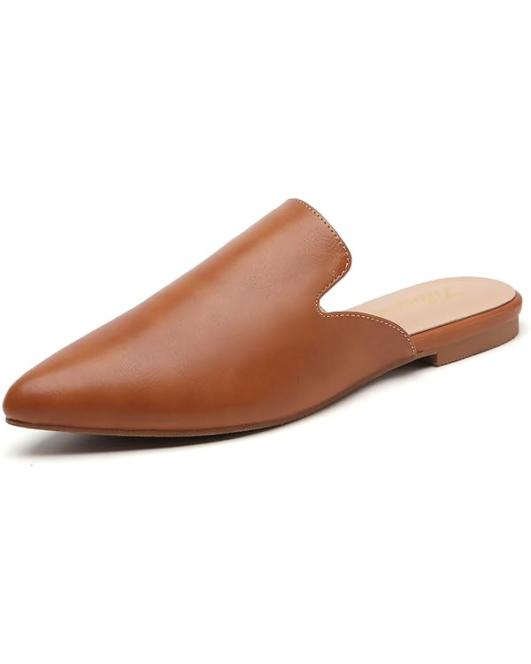 Tliocow Mules for Women Flats Slip On Backless Flat Mule Pointed Toe Slides Loafer Shoes | Amazon (US)
