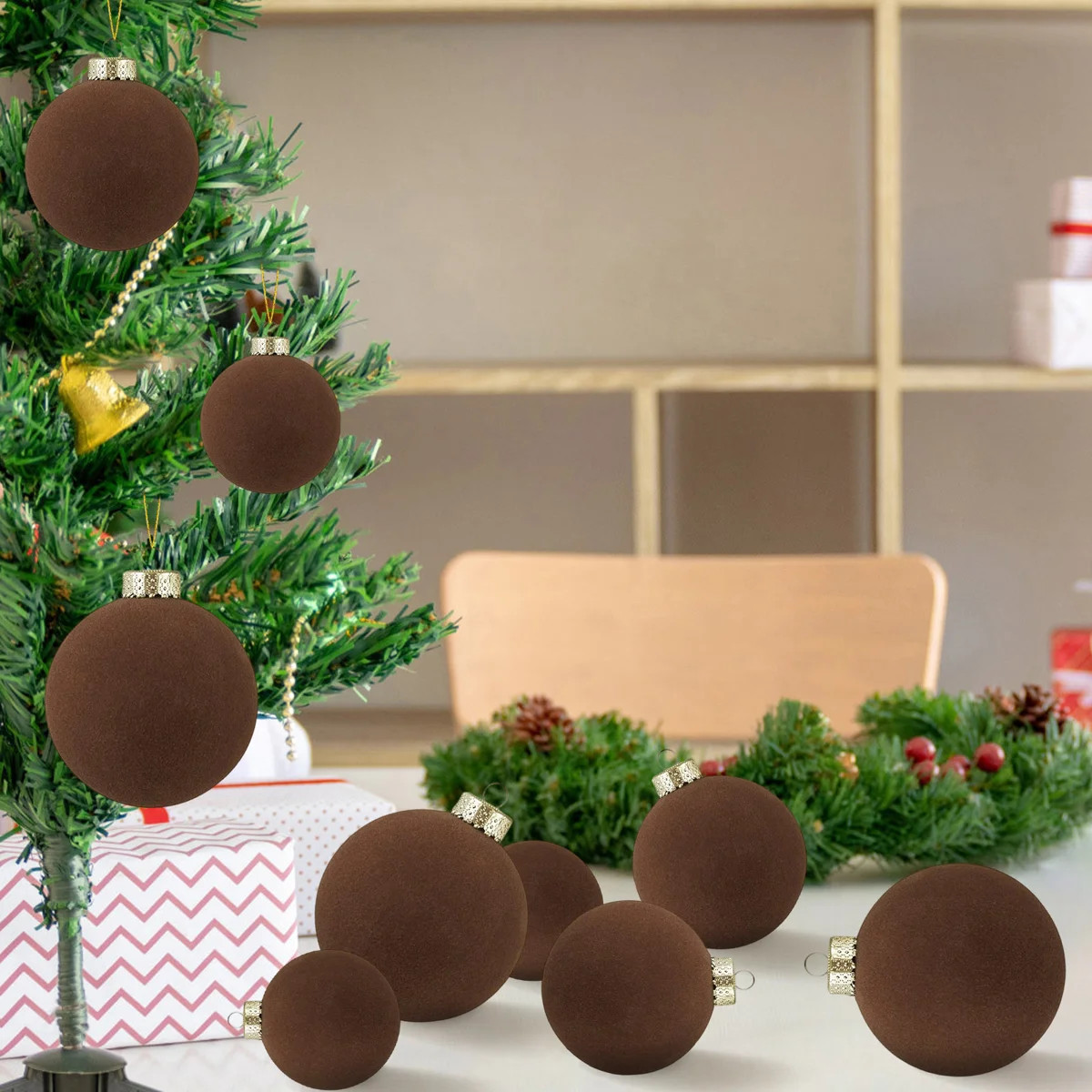 46 Pcs Velvet Christmas Balls  Flocked Christmas Tree Ornaments Plastic Balls Xm - Shatterproof B... | Wayfair North America