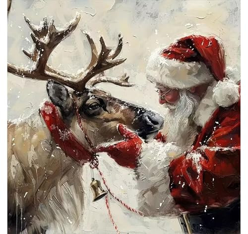 cviokrdu Christmas Paint by Numbers Kit for Adults - Santa Claus Adult Paint by Number Kits on Canvas, DIY Christmas Elk Oil Painting for Gift Home Wall Decor (16x16inch) | Amazon (US)