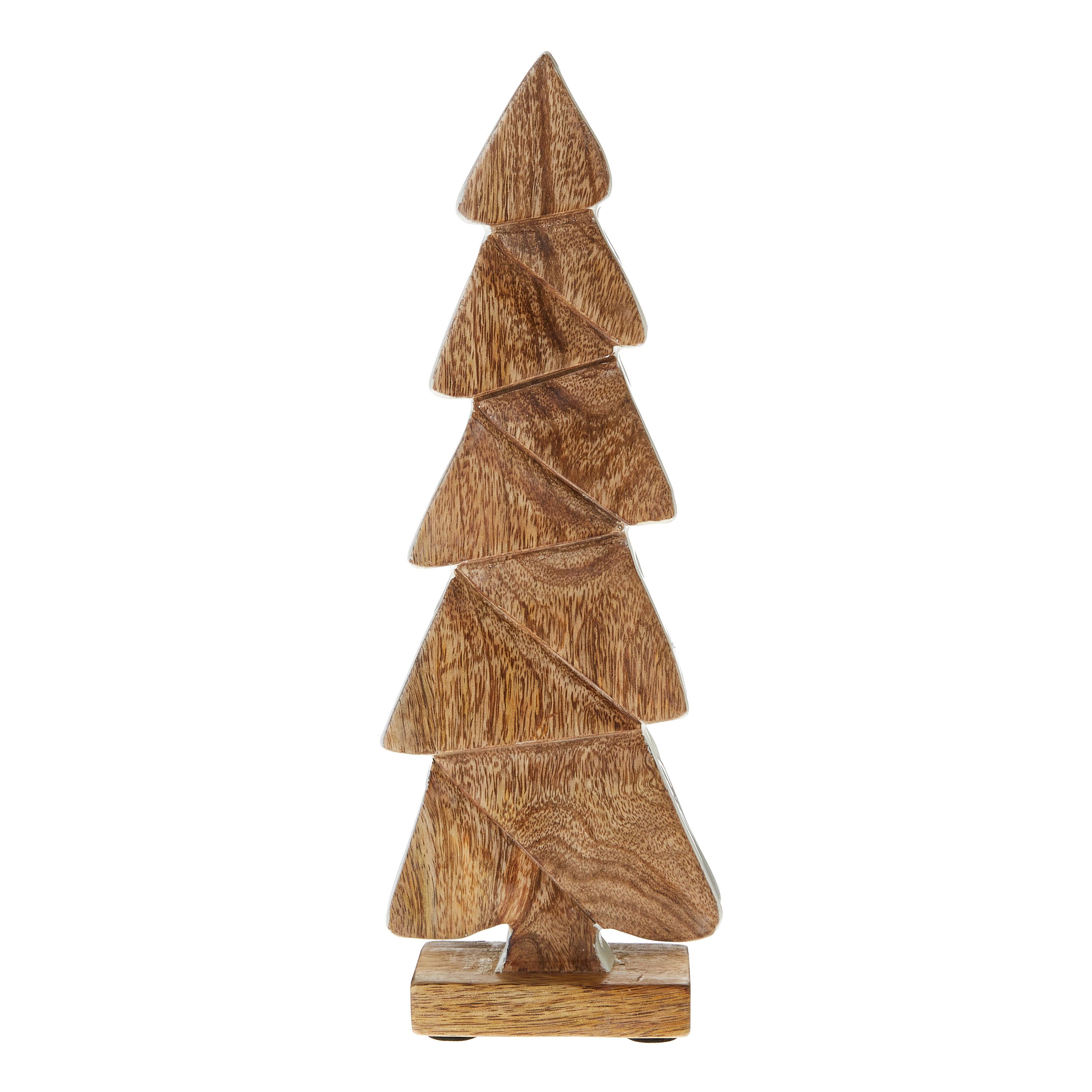 Holiday Time Nature's Noel Brown Carved Wood Christmas Tree Decoration, 11-inch | Walmart (US)