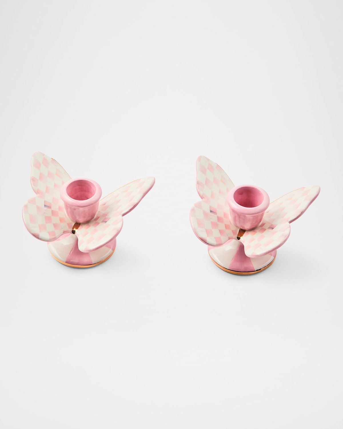 Rosy Check Butterfly Candle Holders, Set of 2 | Neiman Marcus