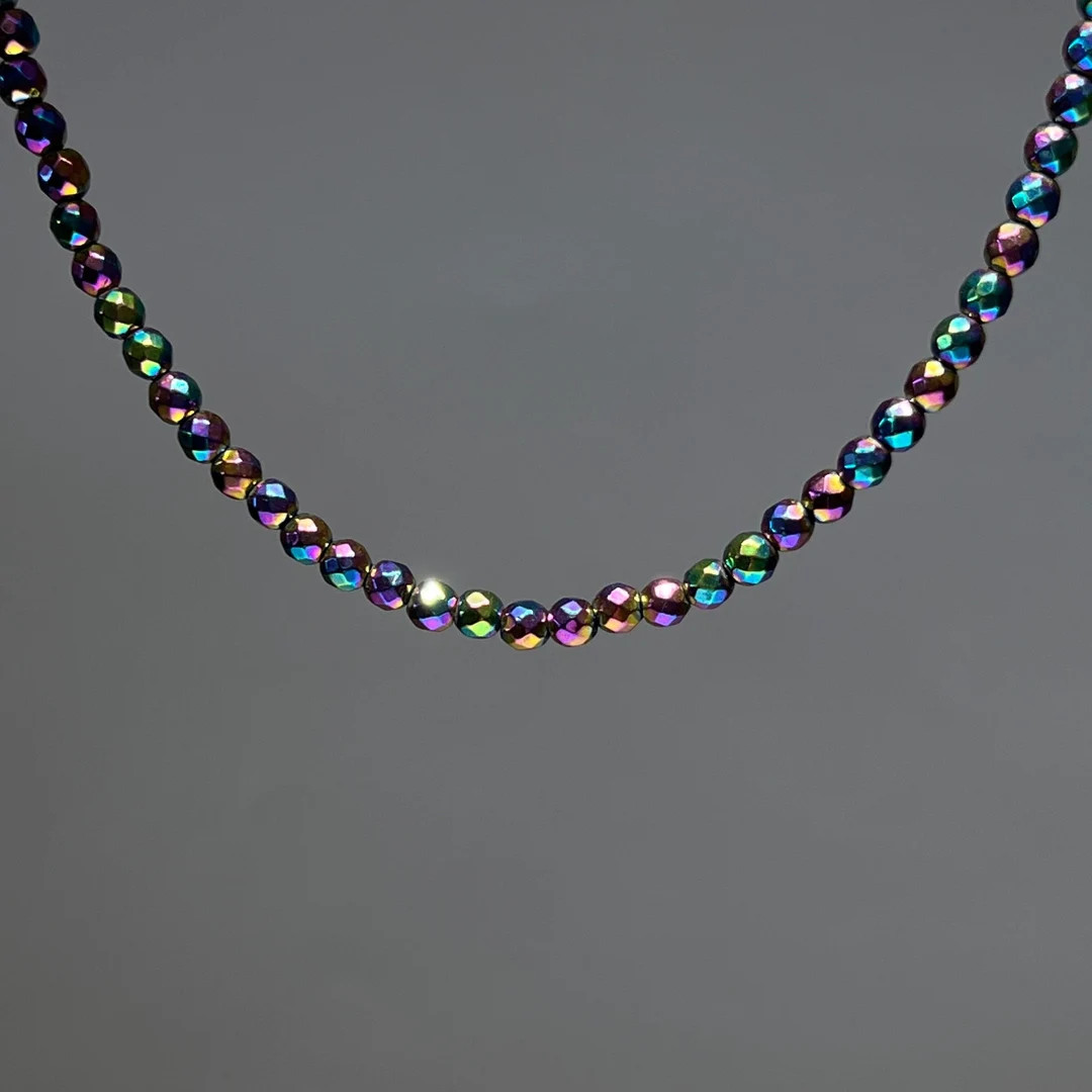 Rainbow Hematite Beaded Crystal Choker, 16 Inch Hematite Gemstone Choker - Etsy | Etsy (US)