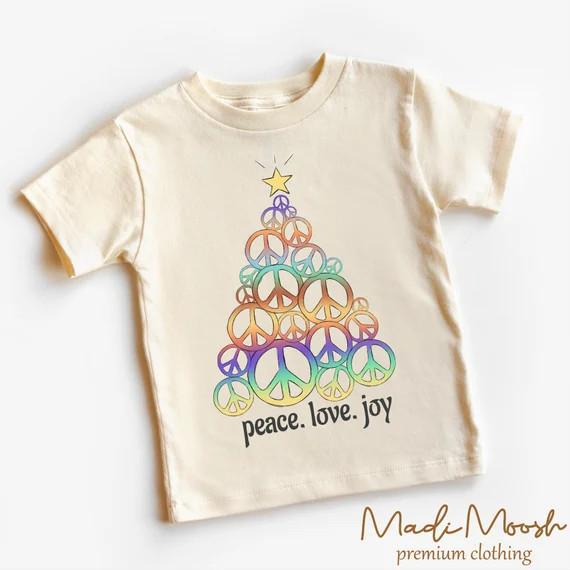 Christmas Peace Sign Tree Toddler Shirt  Retro Hippie - Etsy | Etsy (US)