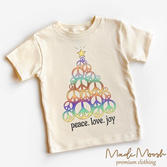 Christmas Peace Sign Tree Toddler Shirt  Retro Hippie - Etsy | Etsy (US)