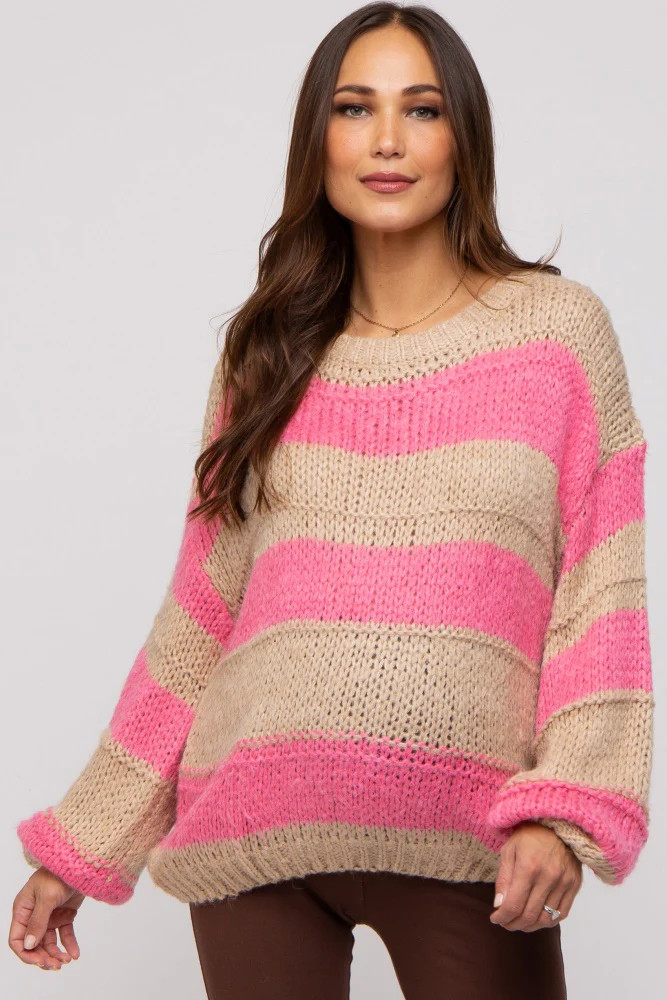 Pink Striped Knit Maternity Sweater | PinkBlush Maternity