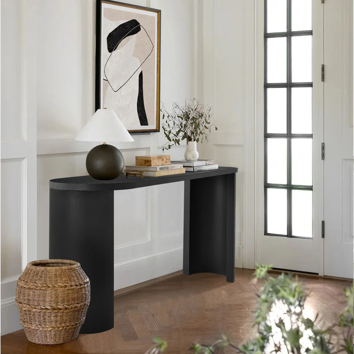 Charkita 60" Modern Minimalist Console Table with Curved Pedestal Base | Wayfair North America