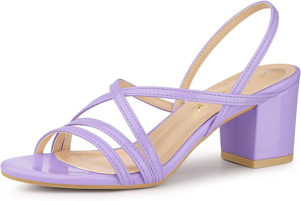 Allegra K Women's Strappy Slingback Chunky Heels Slide Sandals | Amazon (US)