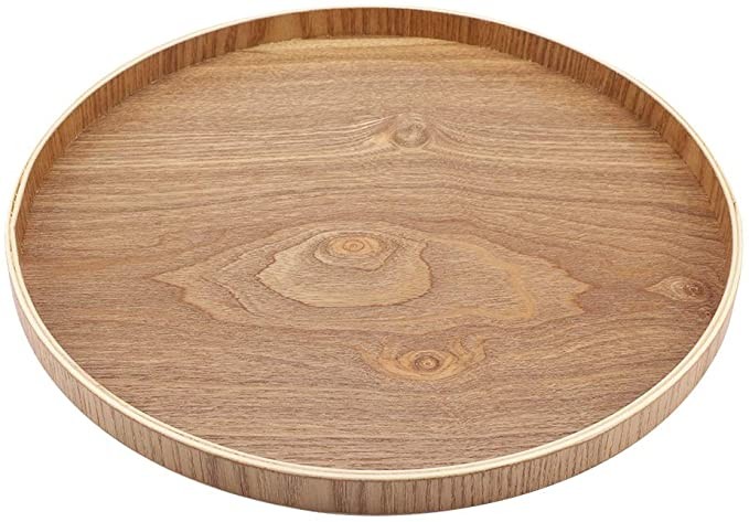 Wooden Serving Tray Round Plate for Tea Set Fruits Candies Food Home Decoration(33cm) | Amazon (US)