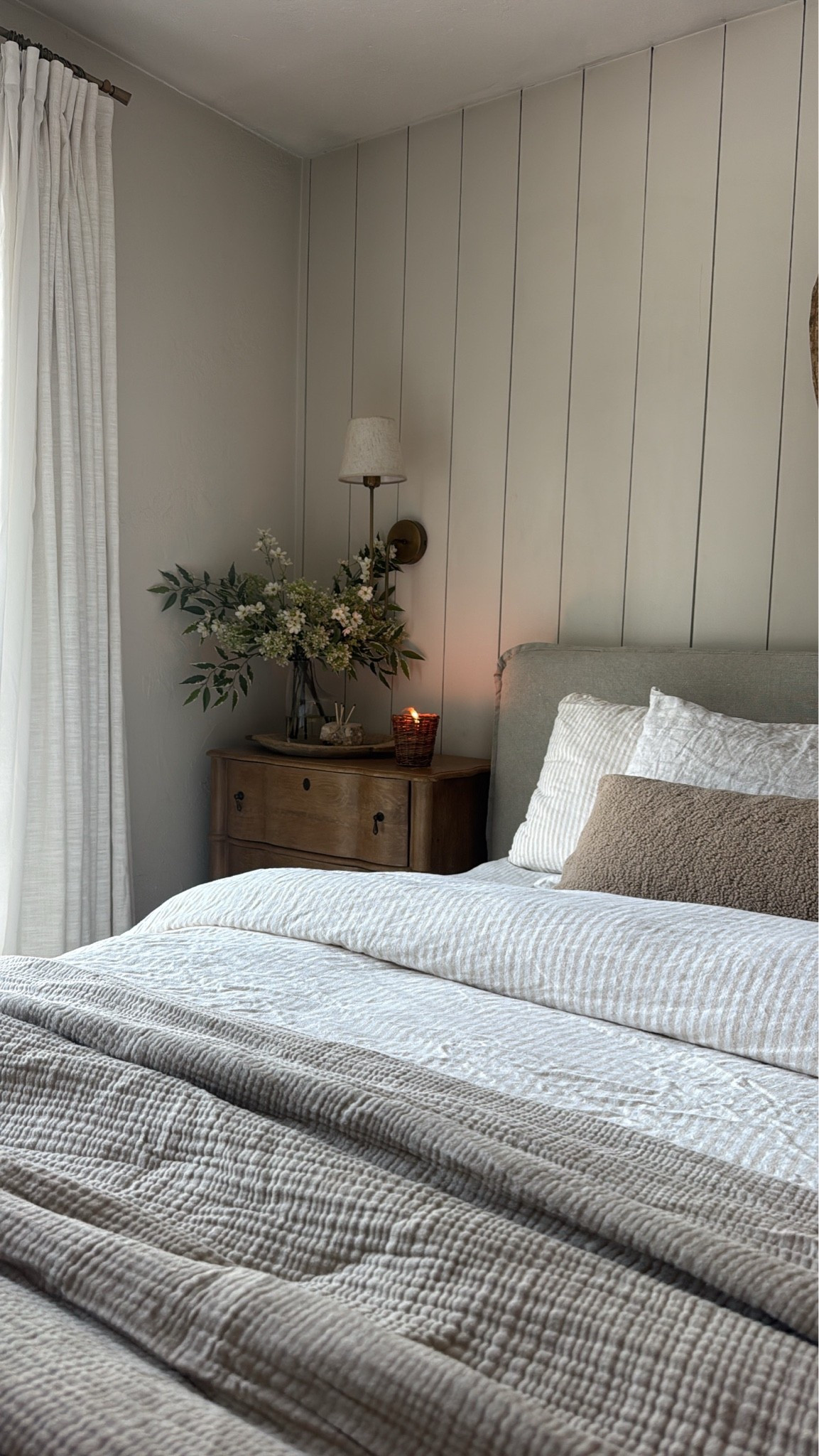 Striped linen sheets and duvet cover back on my bed. I love this simple neutral look!! From @onequince

#LTKHome #LTKmorningroutine