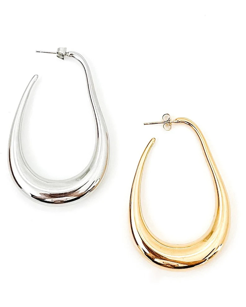 Edfina Large Waterproof Hoop Earrings Silver and Gold - Beljoy Jewelry | BÉLJOY